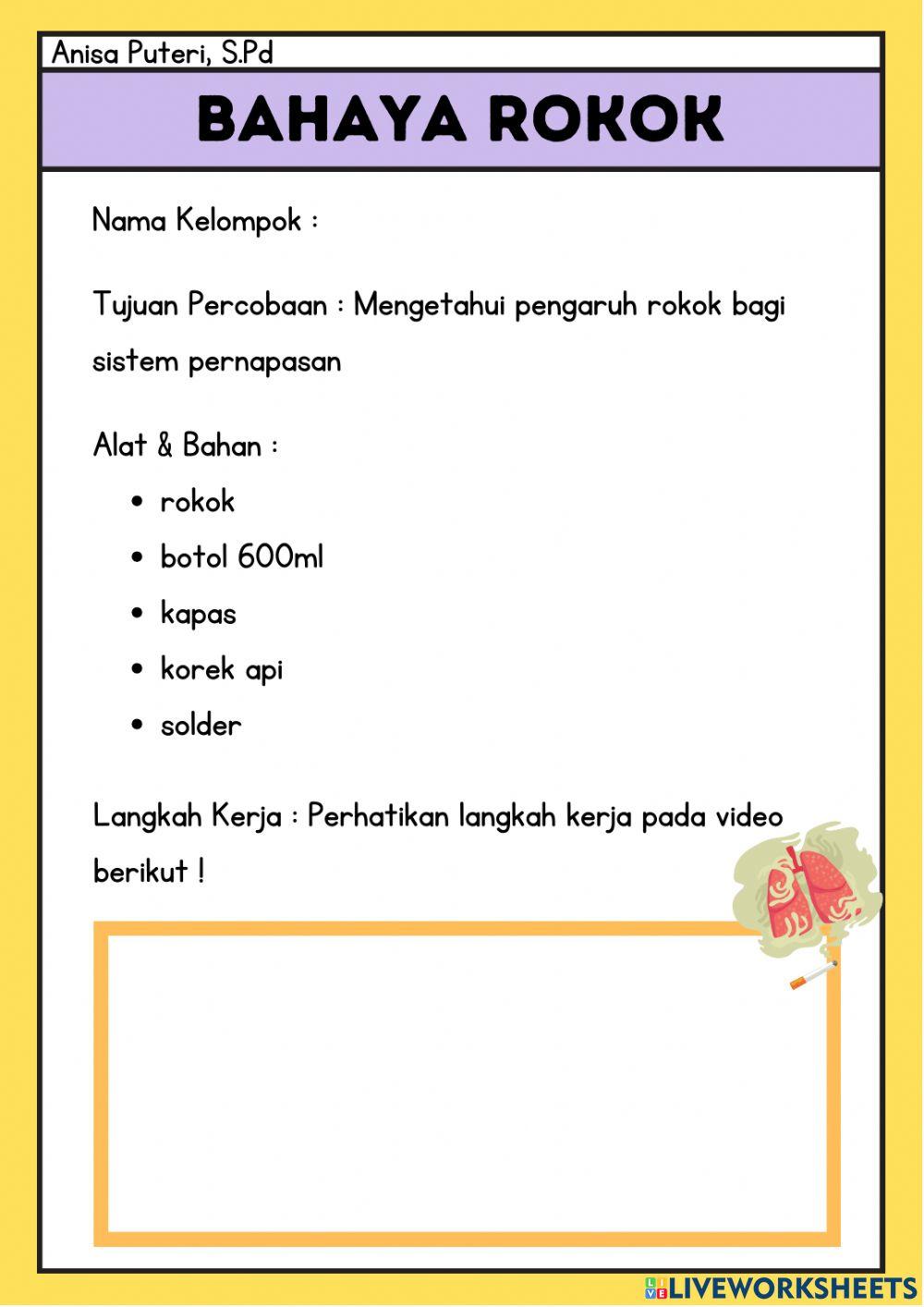 LKPD Praktikum Bahaya Rokok Pernapasan