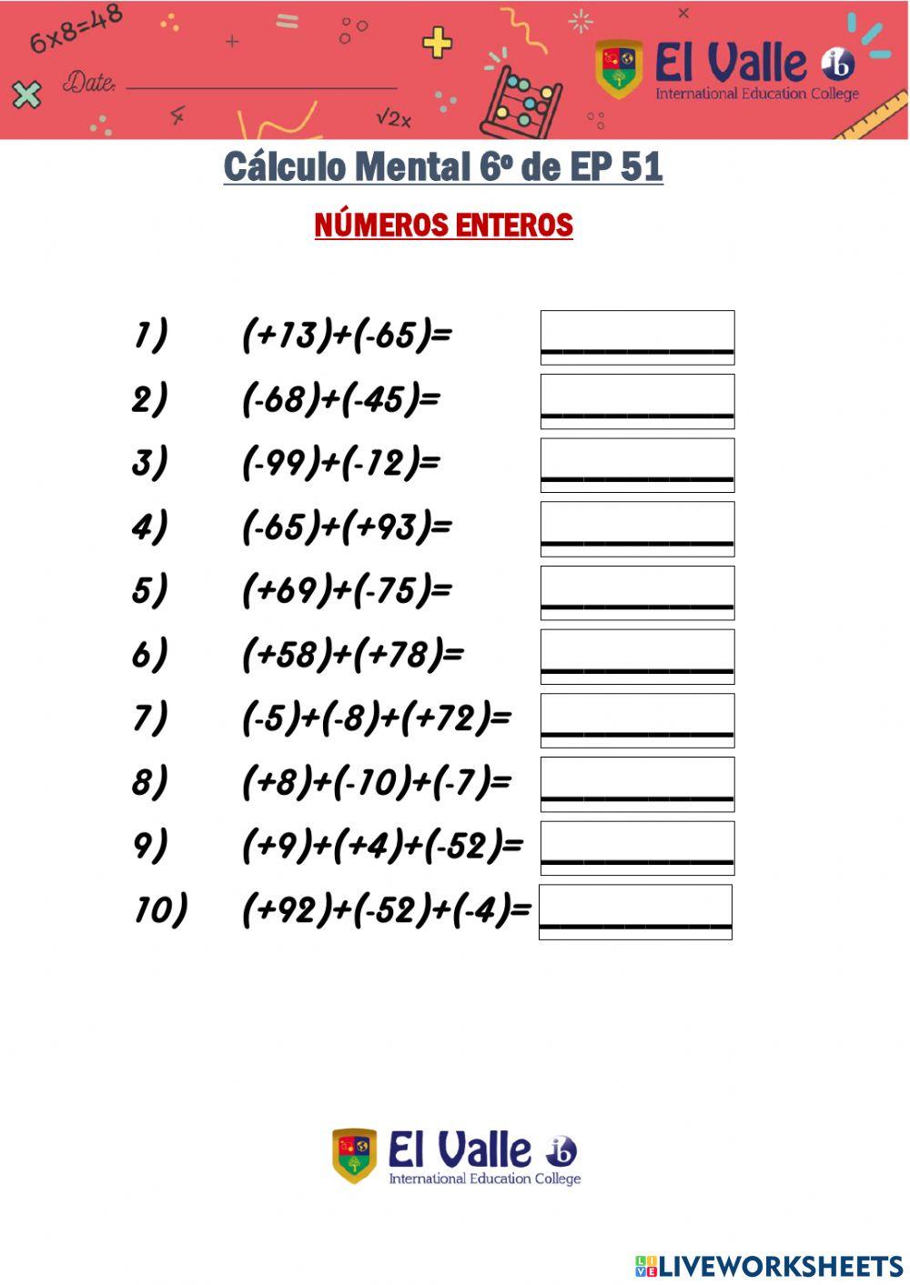 Cálculo Mental 6º de EP 51