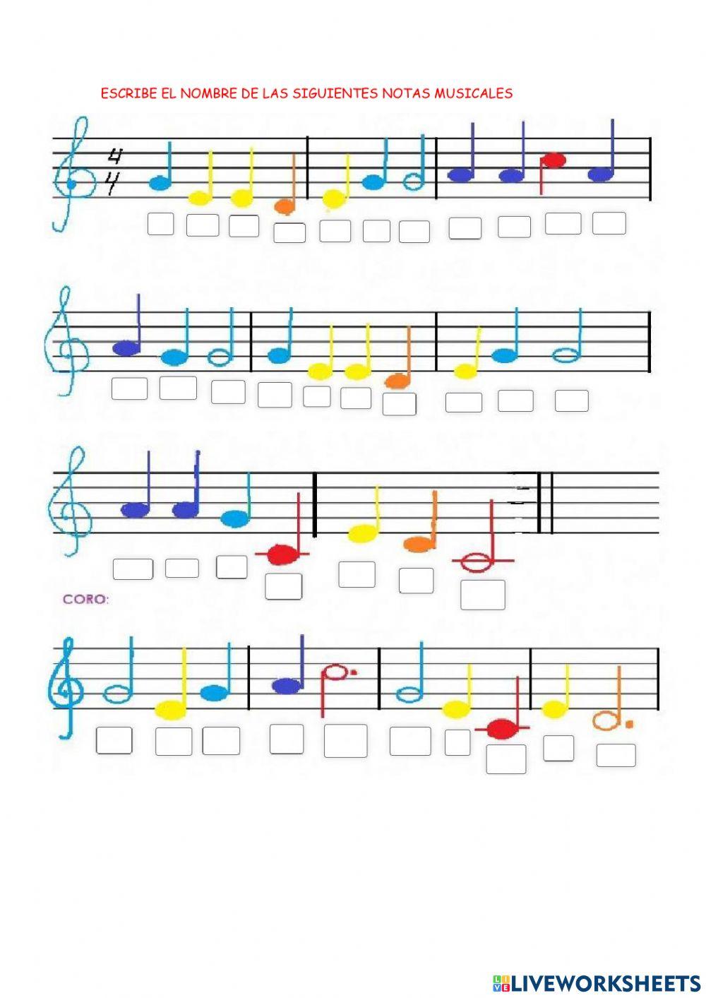 Notas musicales y elementos musicales