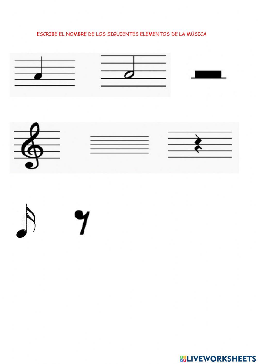 Notas musicales y elementos musicales