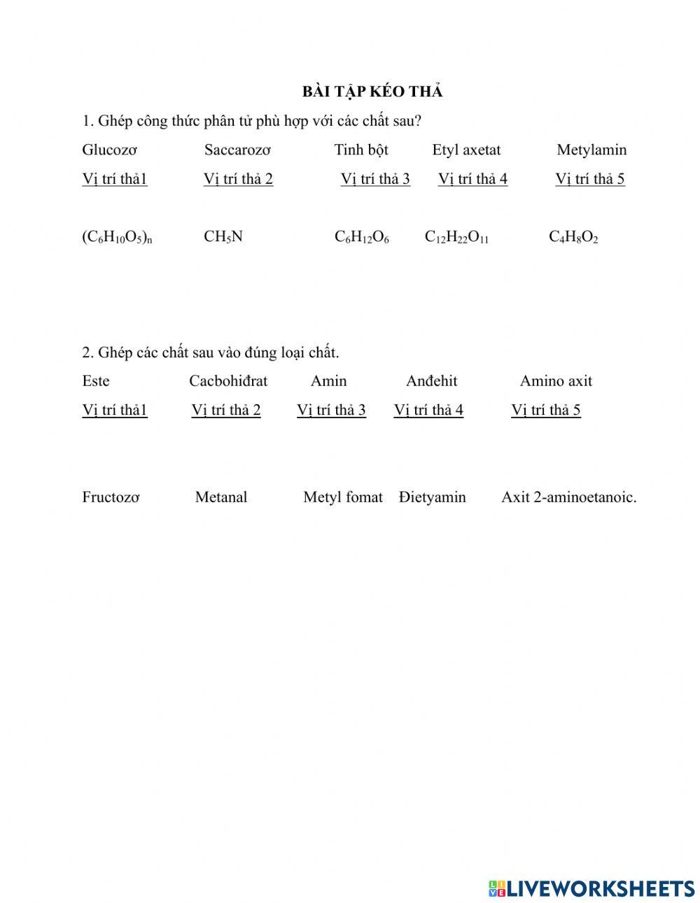 Bài tập kéo thả