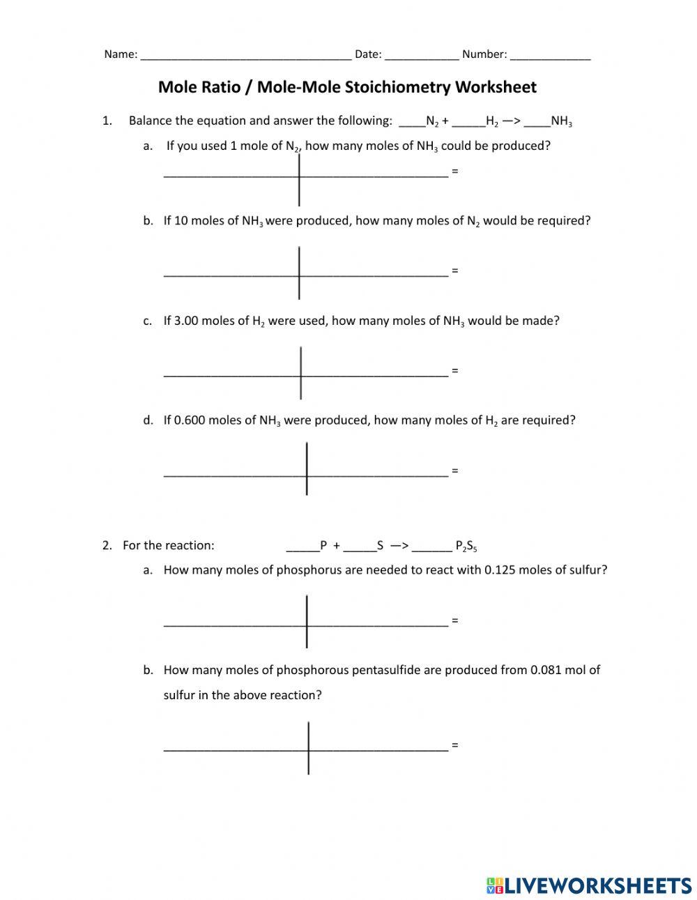Balancing Equations and Mole Ratios Worksheet Answers A Guide to Mastering Stoichiometry