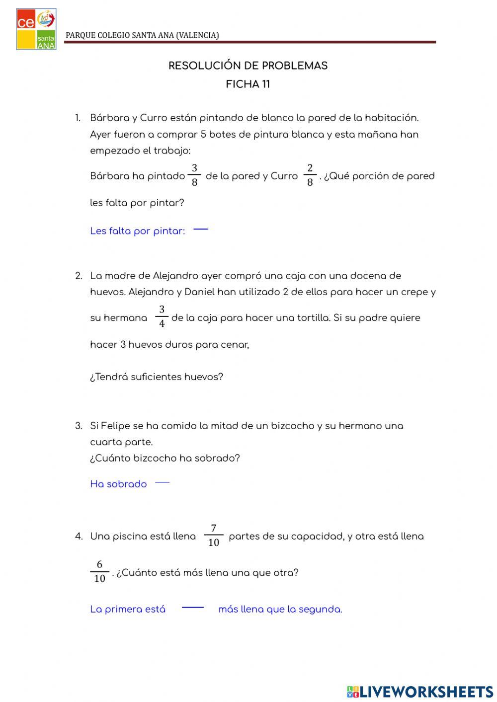 Resolución de problemas Ficha 11