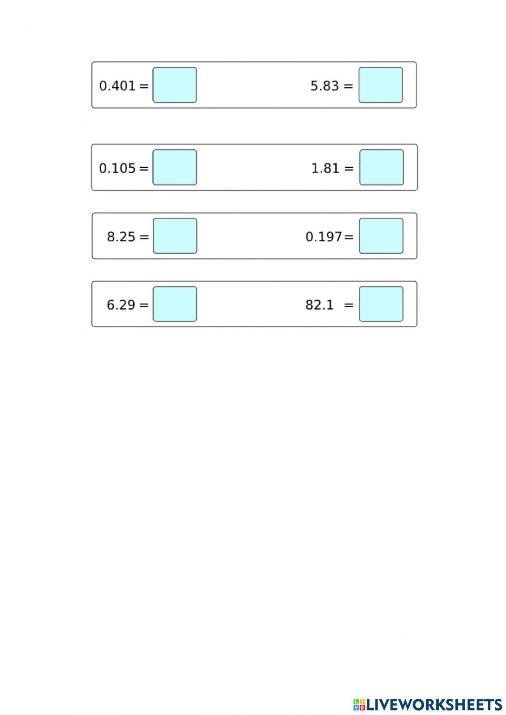 המרה בין שברים פשוטים לעשרוניים