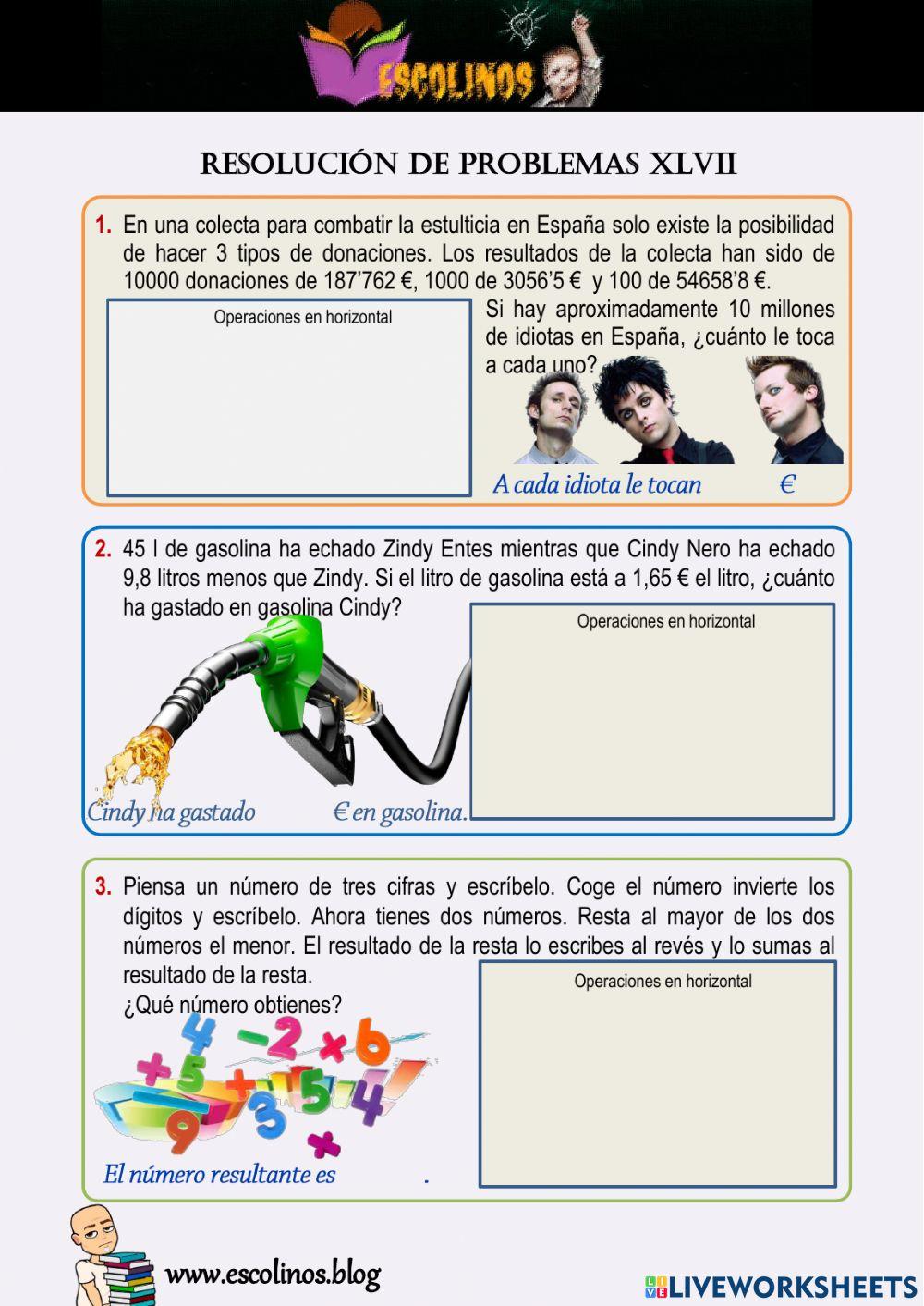 Matemáticas 5º. Resolución de Problemas XLVII