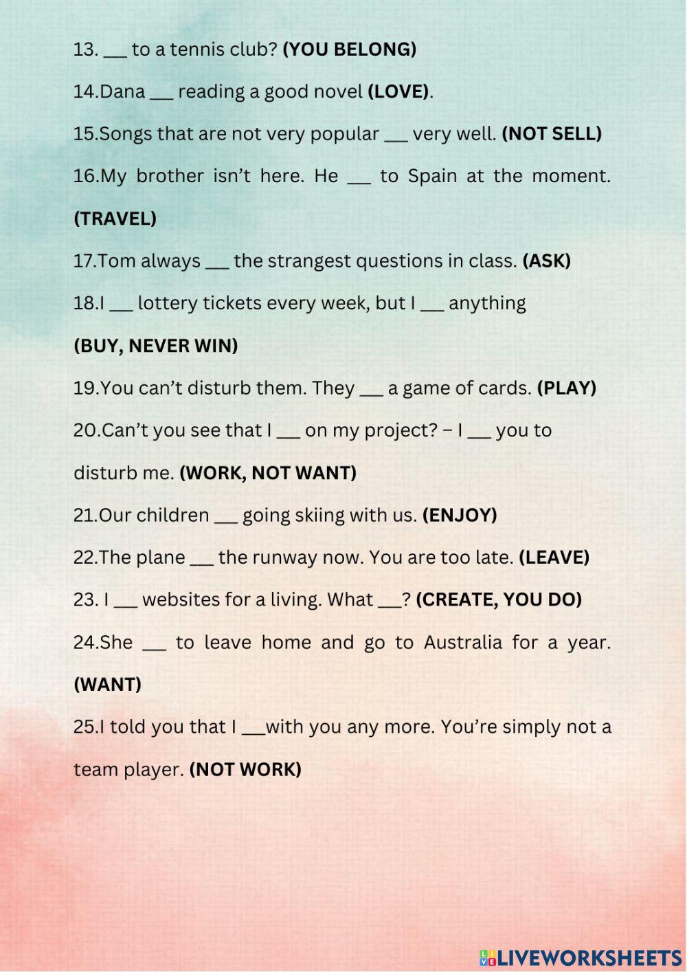 Present Simple VS Present Continuous