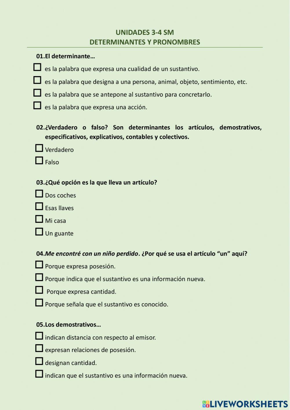 Determinantes - pronombres