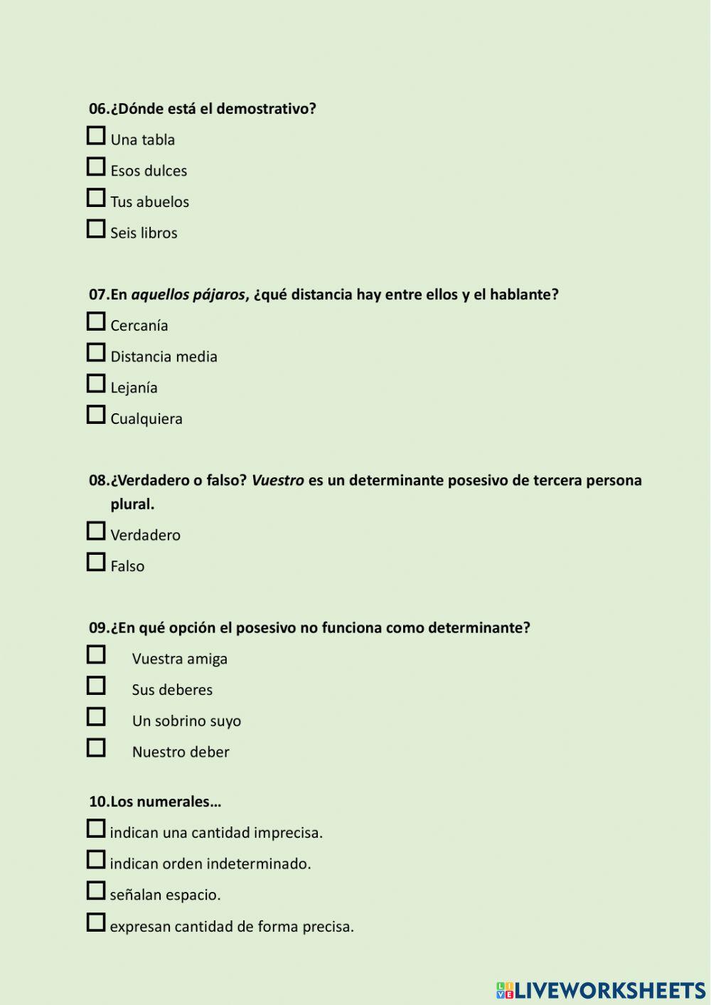 Determinantes - pronombres