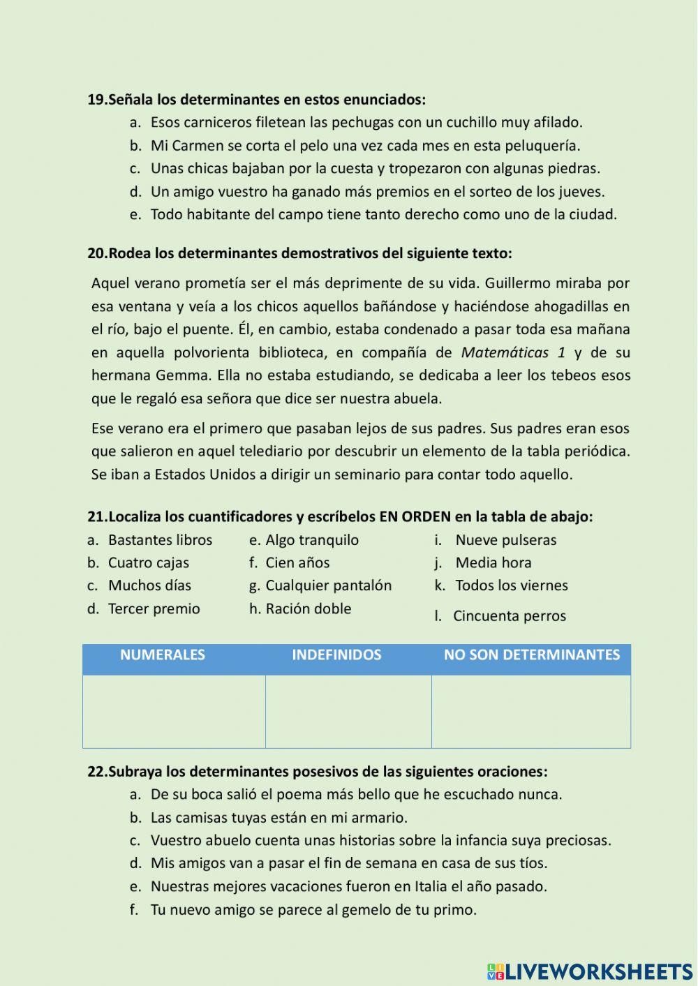 Determinantes - pronombres