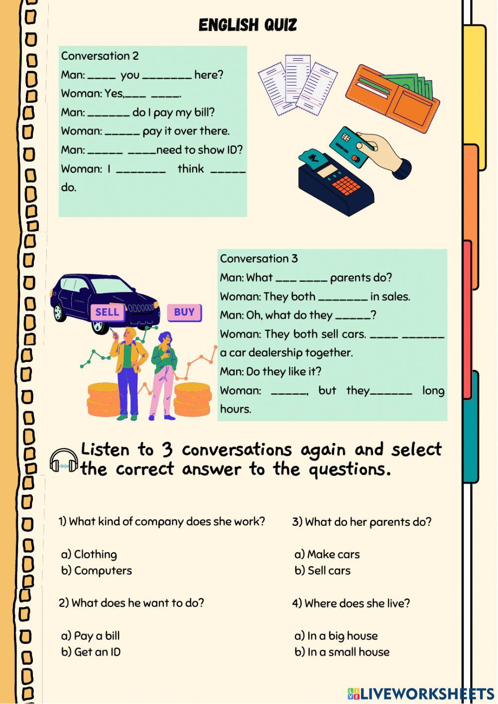 English quiz UNIT 1 TOUCHSTONE