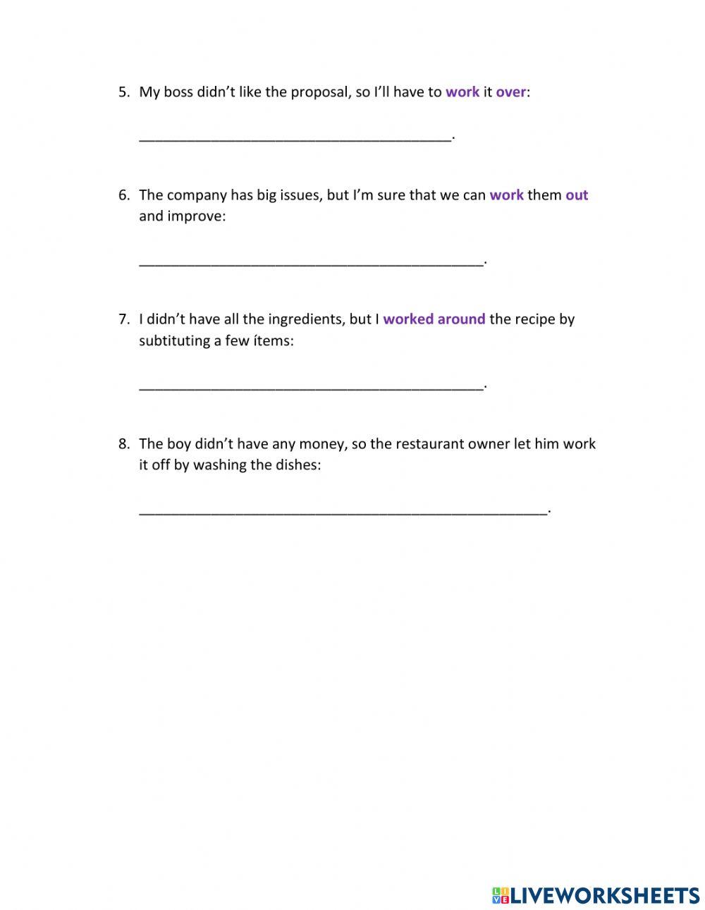 Phrasal verb with -work-