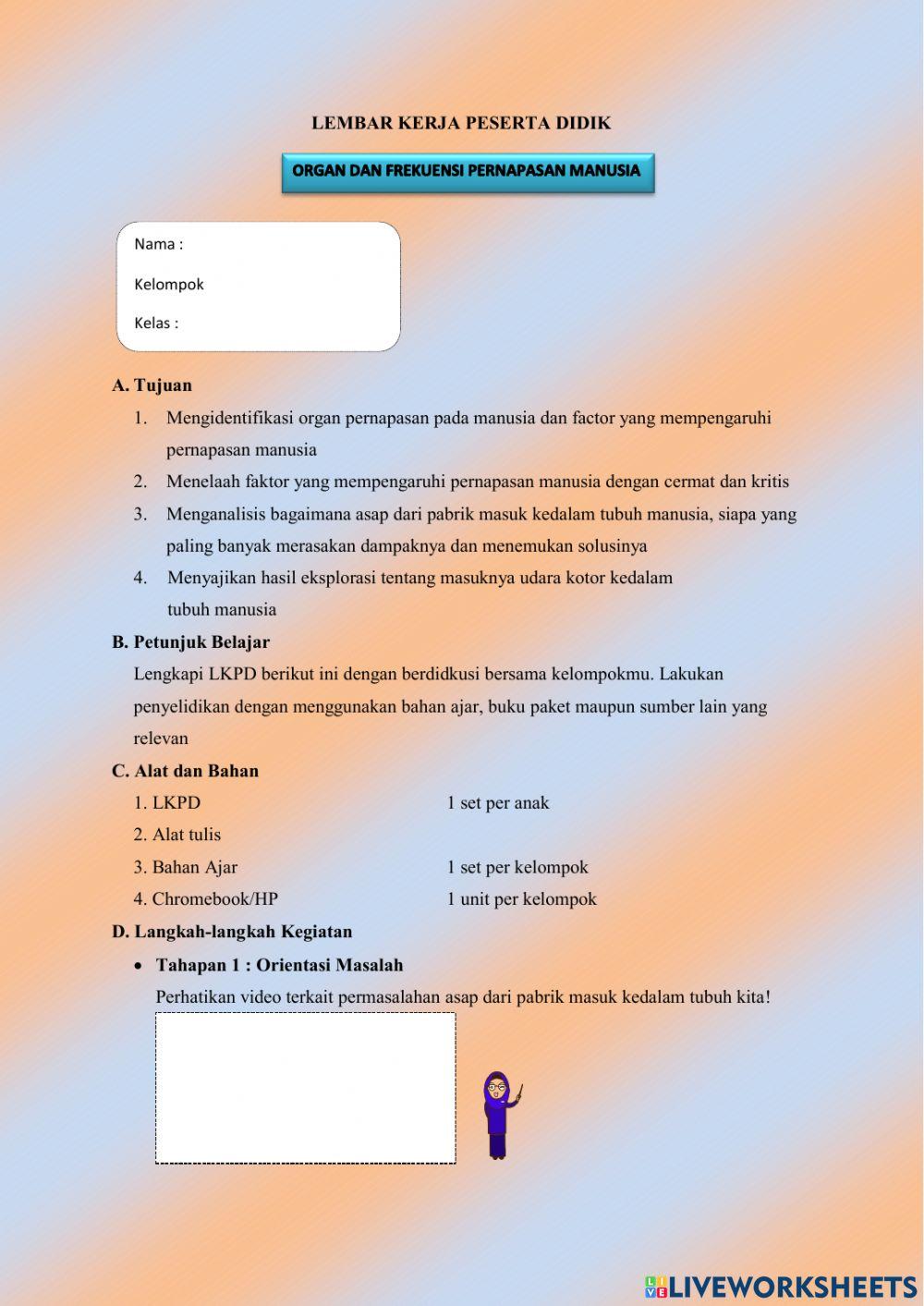 Lkpd organ pernafasan manusia