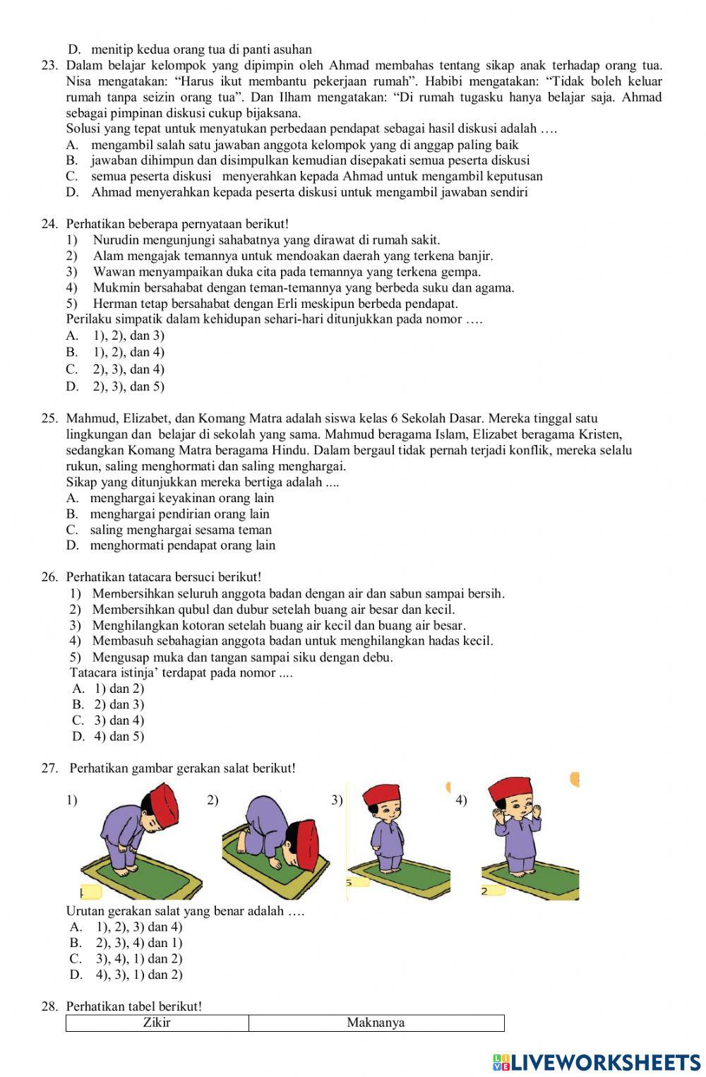 Soal try out pai kelas 6 tp. 2022-2023