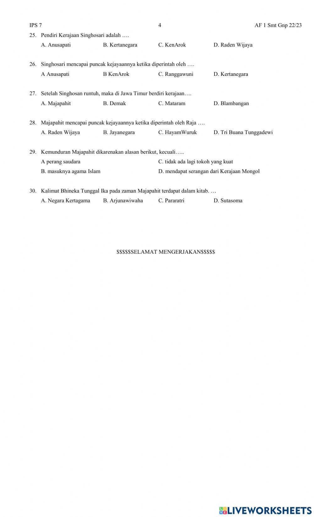 Assesmen Formatif I IPS 7