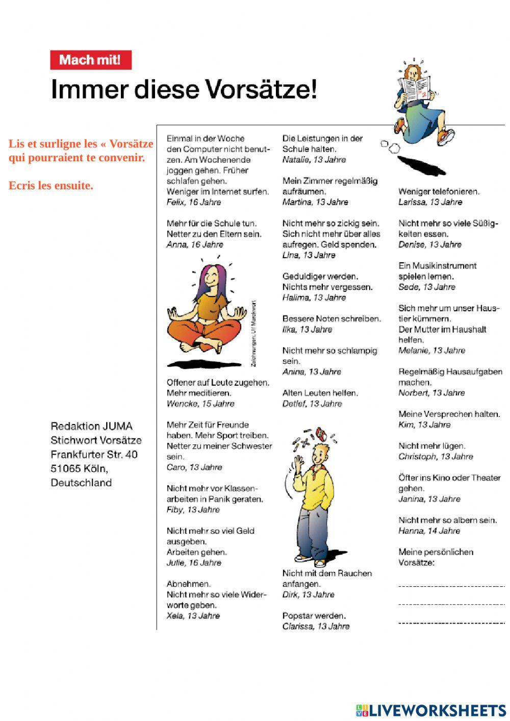 Wünsche und Vorsätze