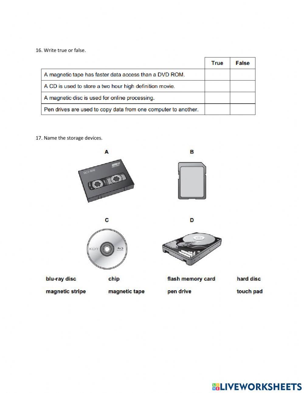 Storage devices chapter 3 online exercise for | Live Worksheets