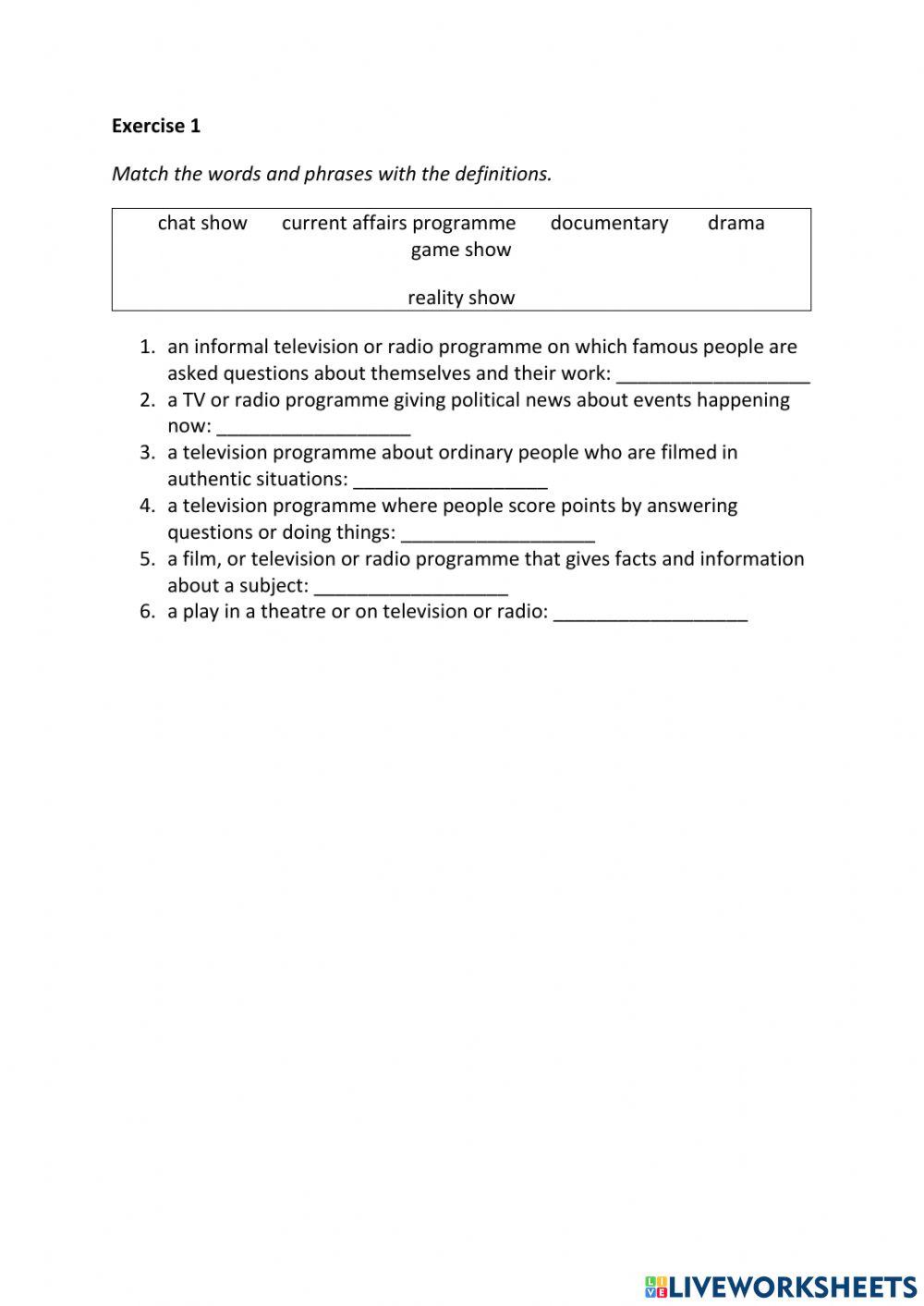 IE3, Unit 7, Grammar and Vocabulary, Exercise 1