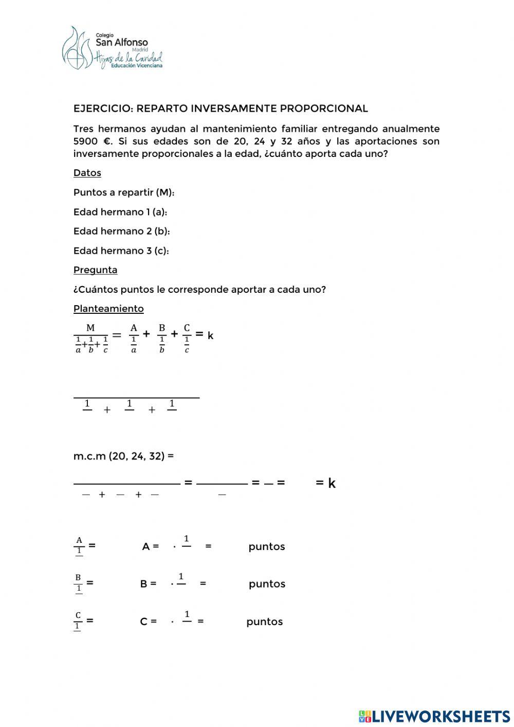 Repartos directa e inversamente proporcional