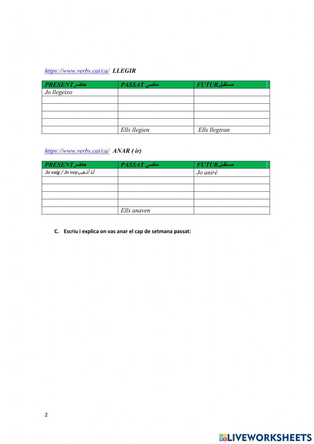 Corregir formes verbals A2.