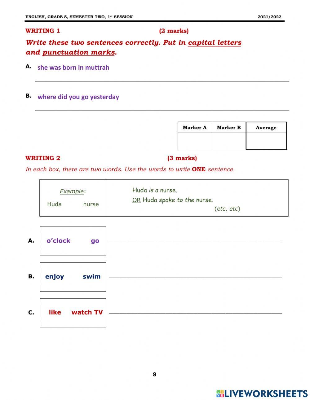 Grade 5 MOCK EXAM  S 2