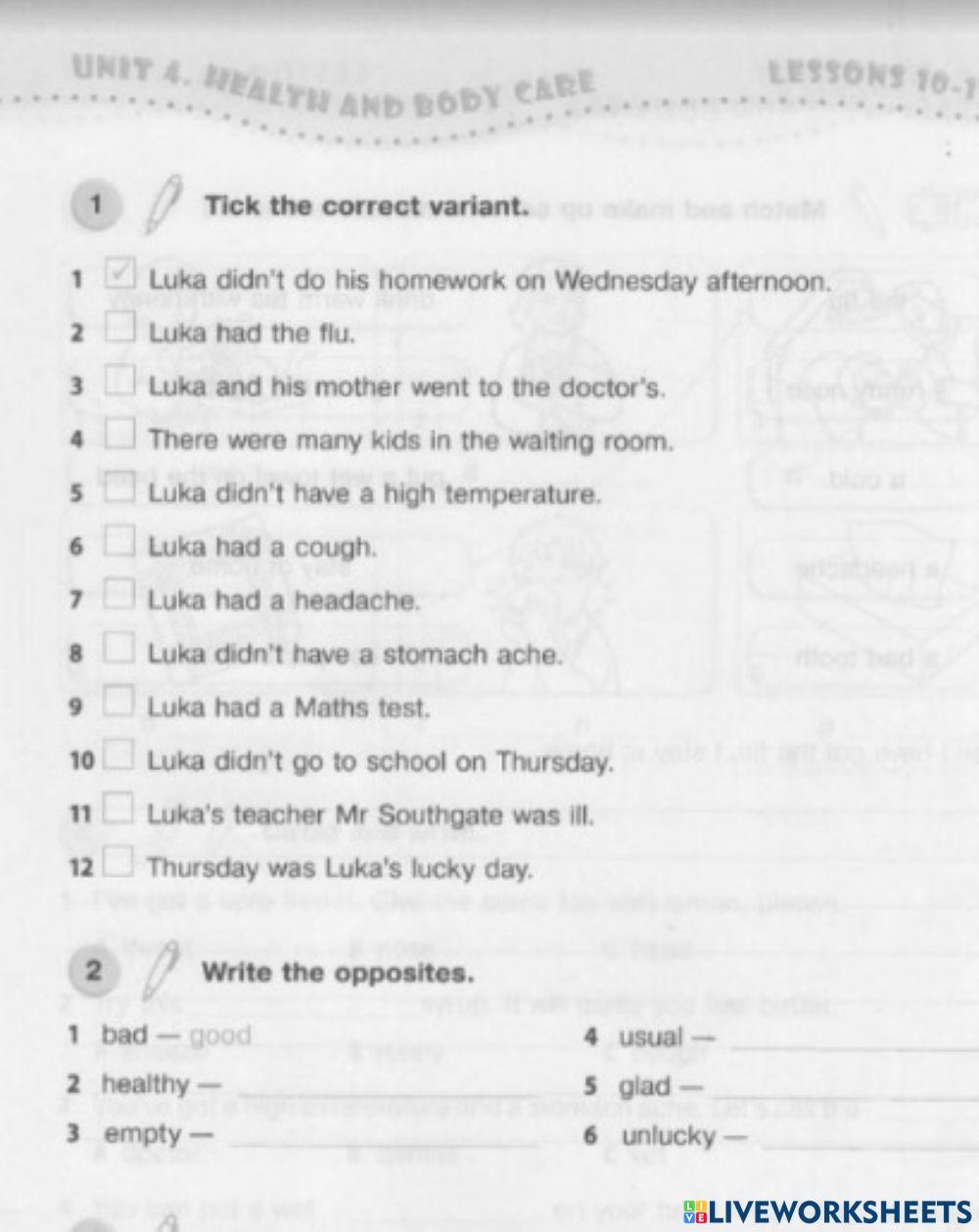 Workbook 4 U4 Story Time