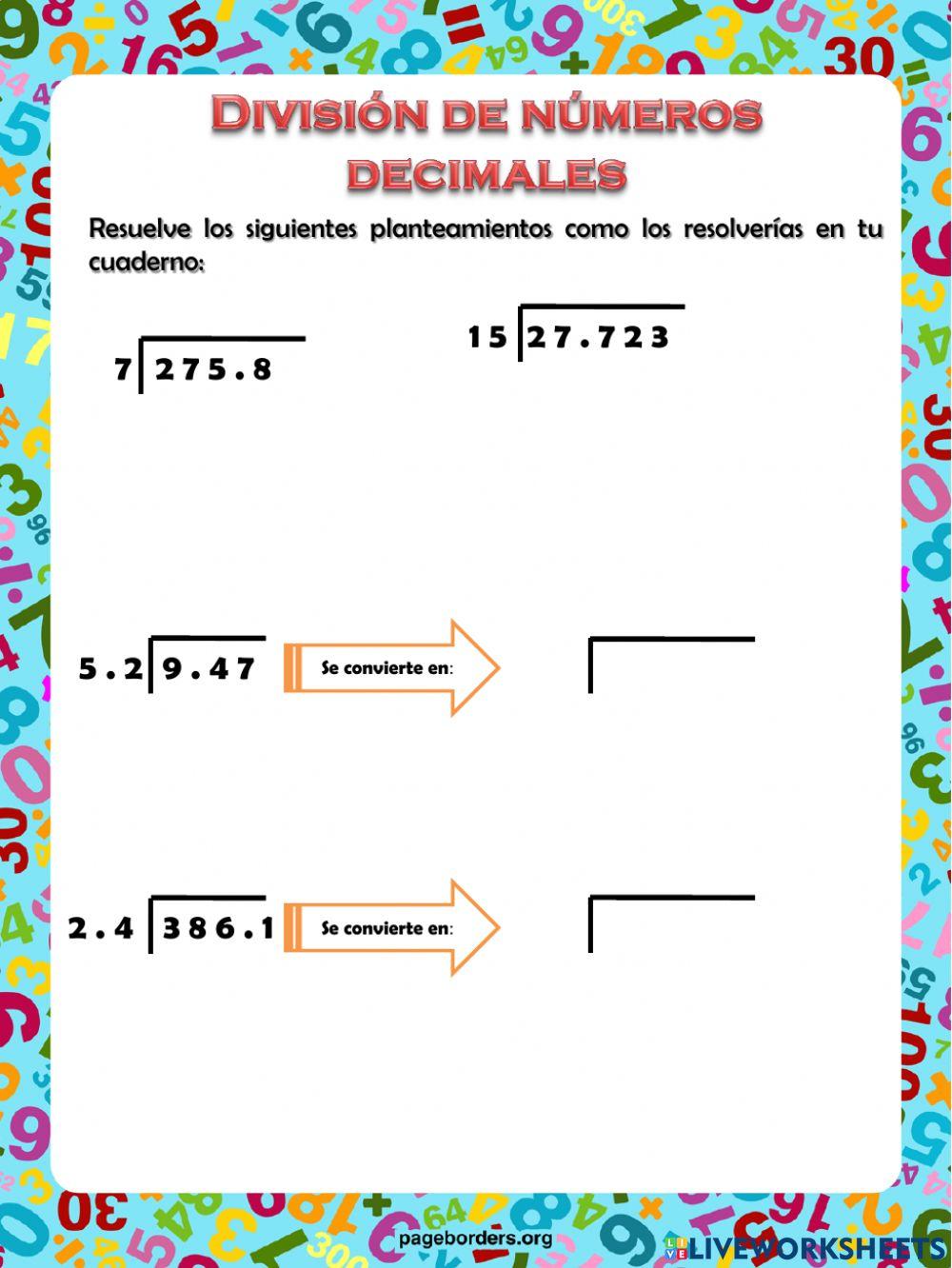 División con Números Decimales