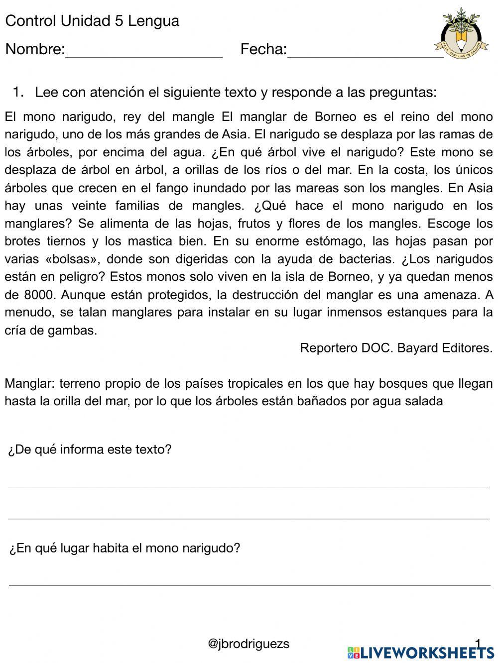 Contro U.5 lengua 5º