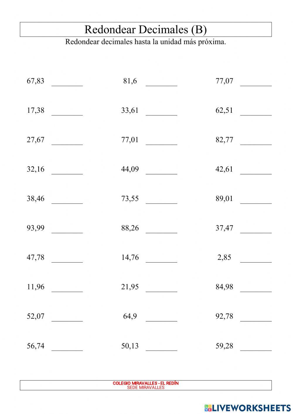 Redondeo a la unidad