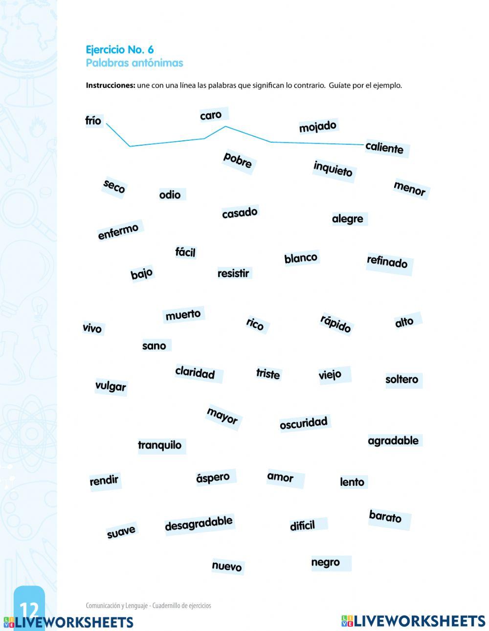 Usa el lápiz para unir sinónimos