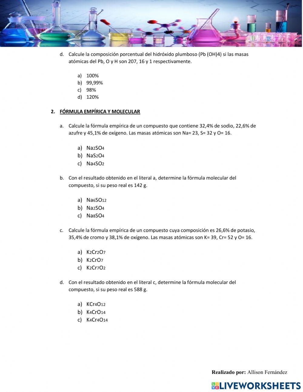 Taller de estequiometría