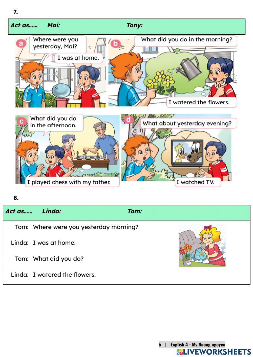 E4U10 (speaking) WHERE WERE YOU YESTERDAY? -nuongnguyen