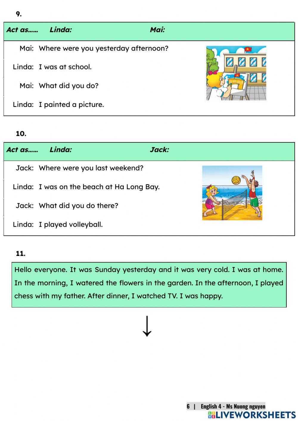 E4U10 (speaking) WHERE WERE YOU YESTERDAY? -nuongnguyen