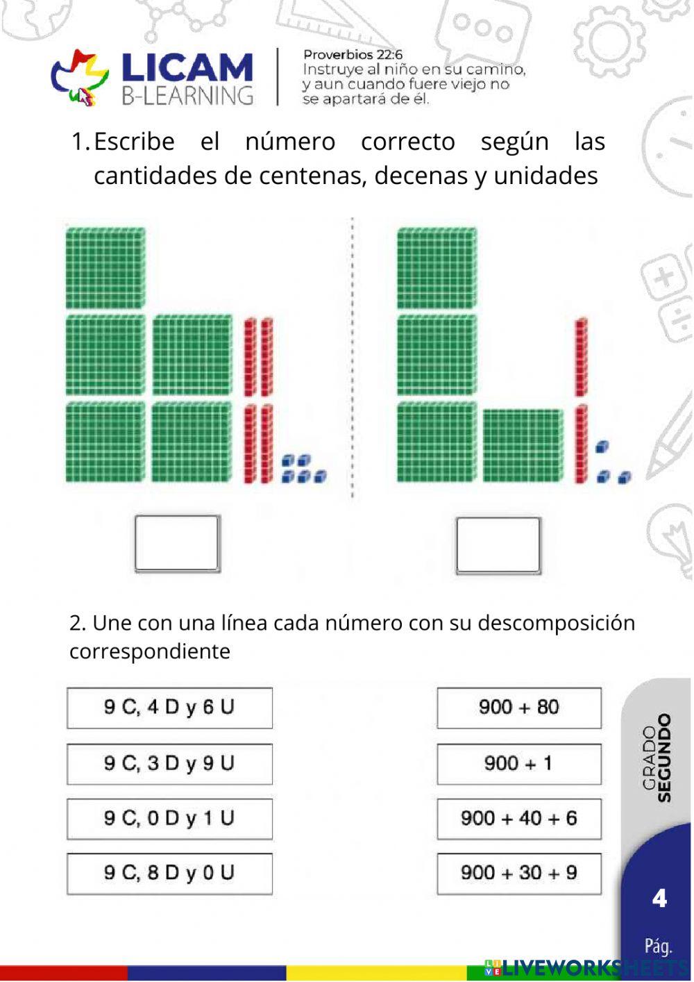 Centenas, decenas y unidades