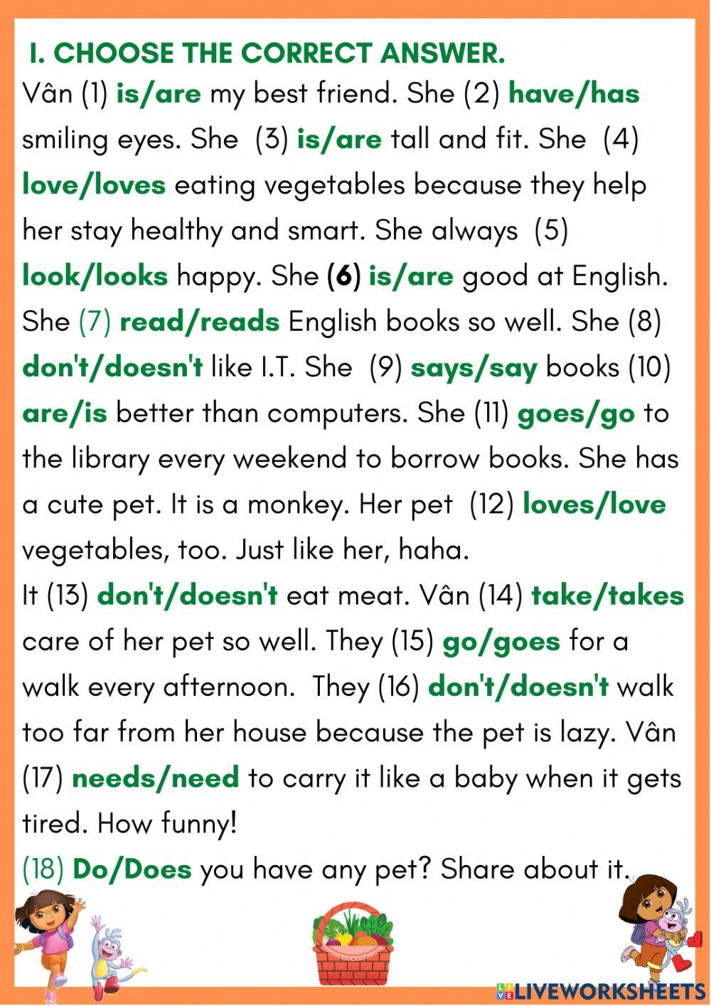 Present simple my best friend and her pet