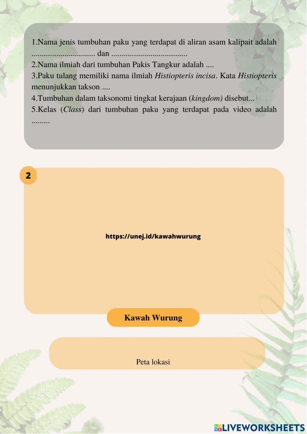 E-lkpd tumbuhan paku di kawasan ijen geopark kab. bondowoso