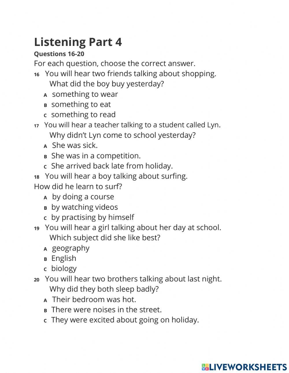 Key listening practice 1