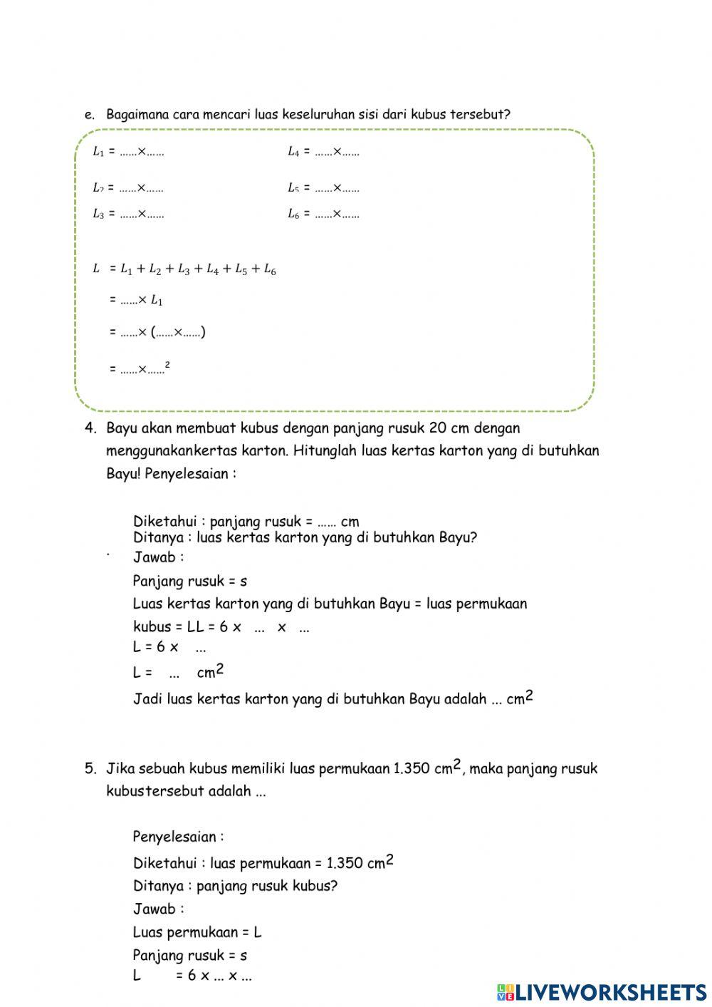 Lkpd luas permukaan kubus