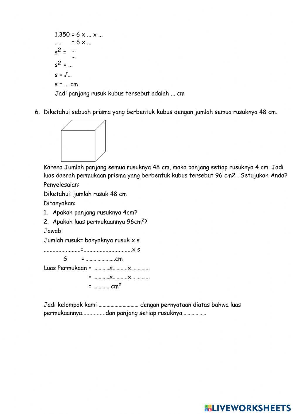 Lkpd luas permukaan kubus