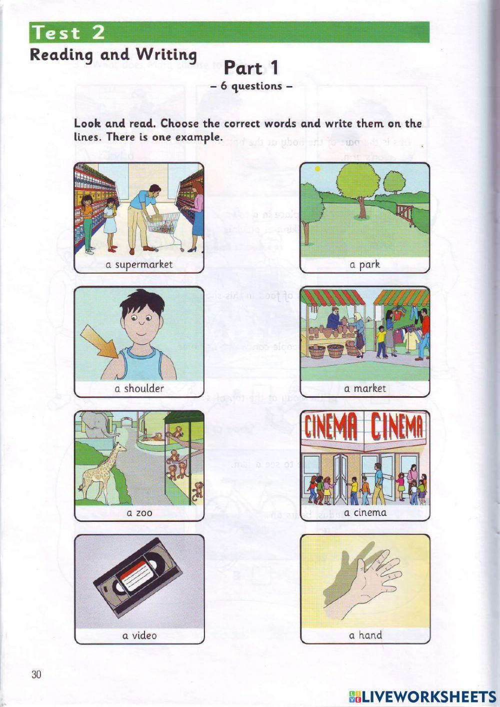 Movers 4 Test 2 Reading Sedu1 Live Worksheets