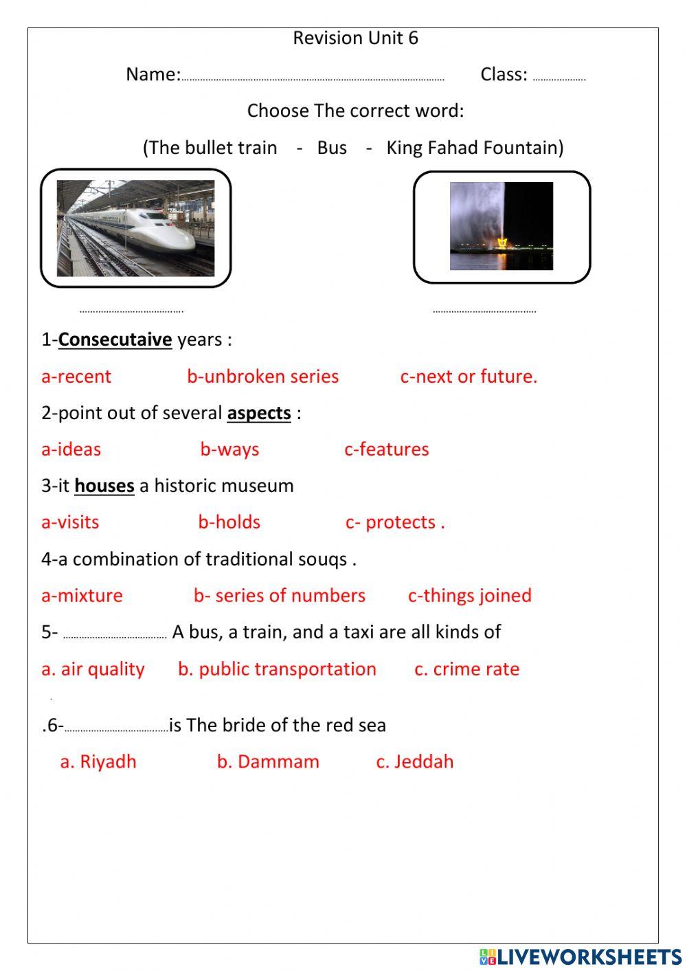 Revision unit 6 Grade 3 online exercise for | Live Worksheets