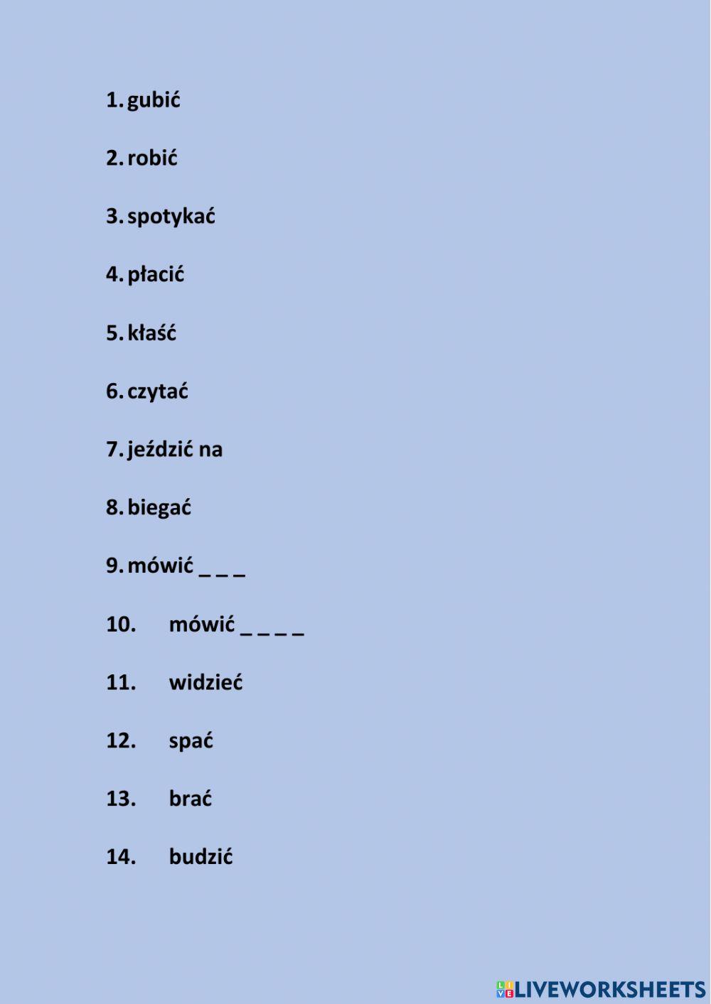 Irregular verbs - tłumaczenie