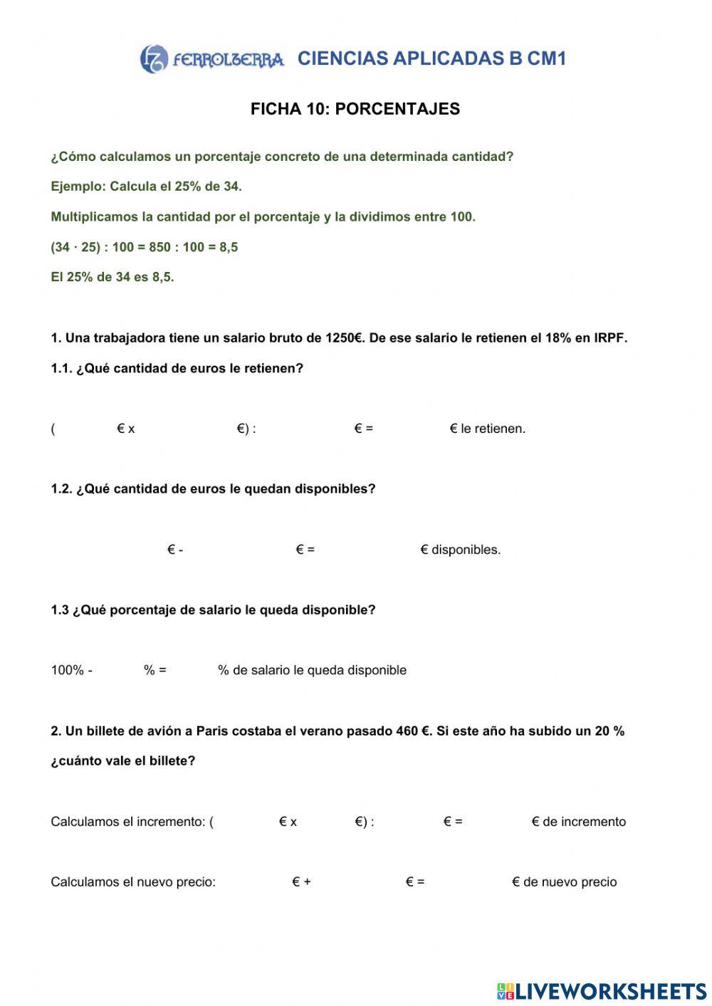 Ficha 10. porcentajes