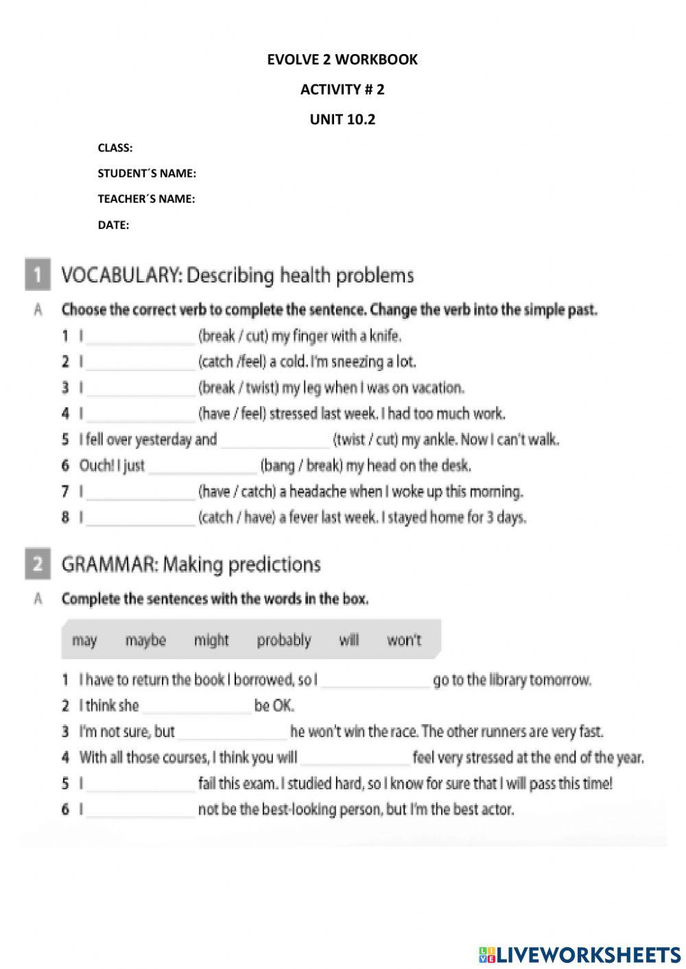 EVOLVE 2 UNIT 10.2 workbook