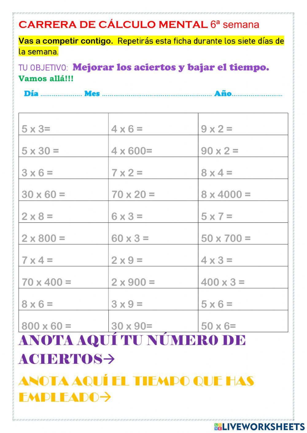 Carrera de cálculo mental