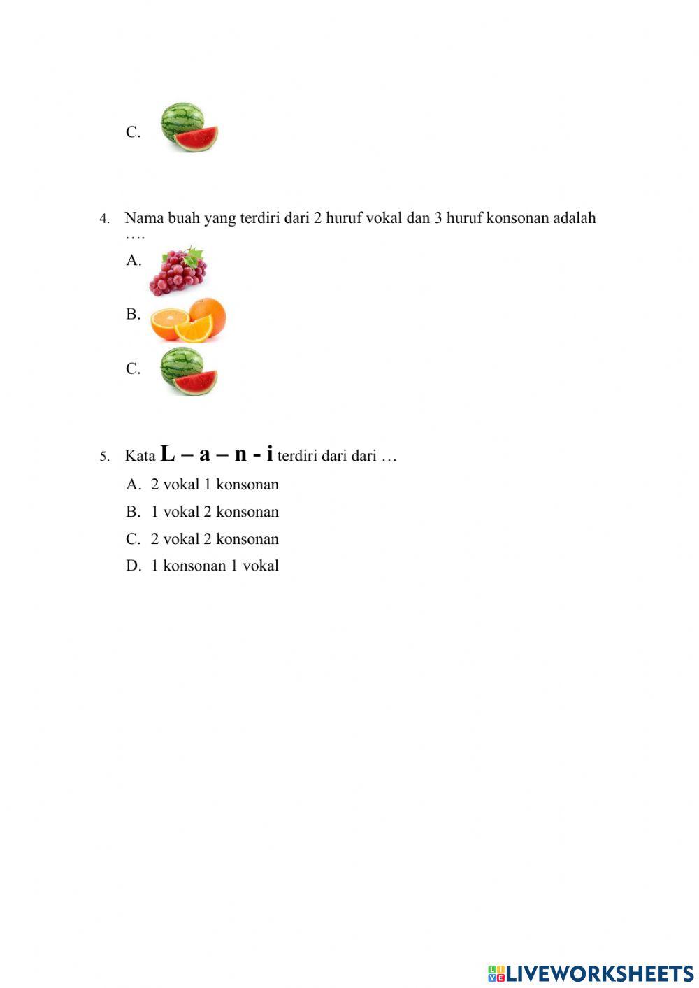 Lembar Evaluasi Bahasa Indonesia