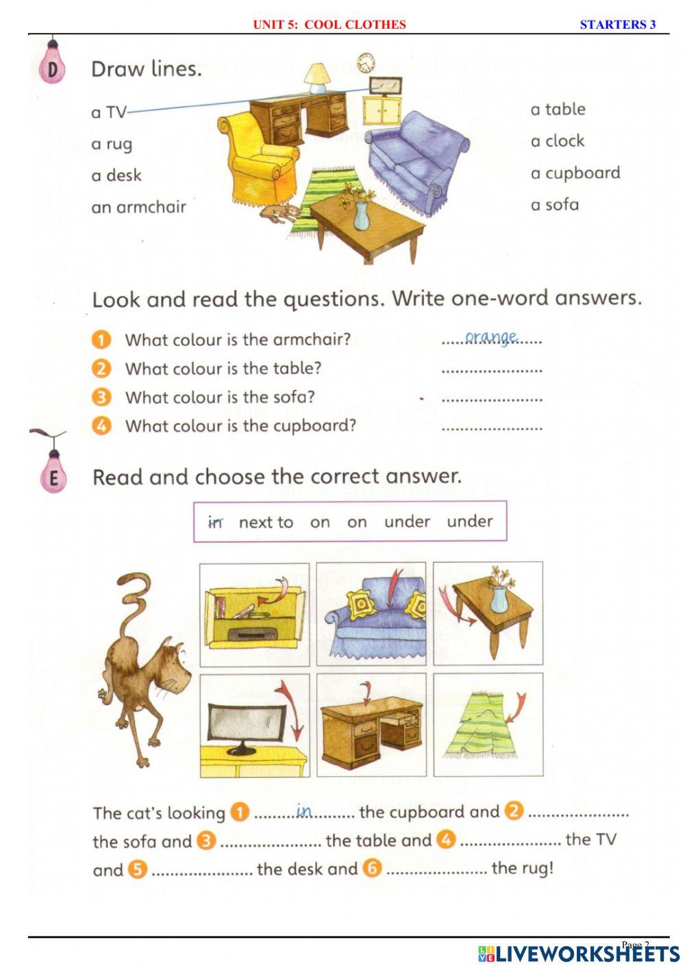 Starters 3 - U5 - story worksheet 1