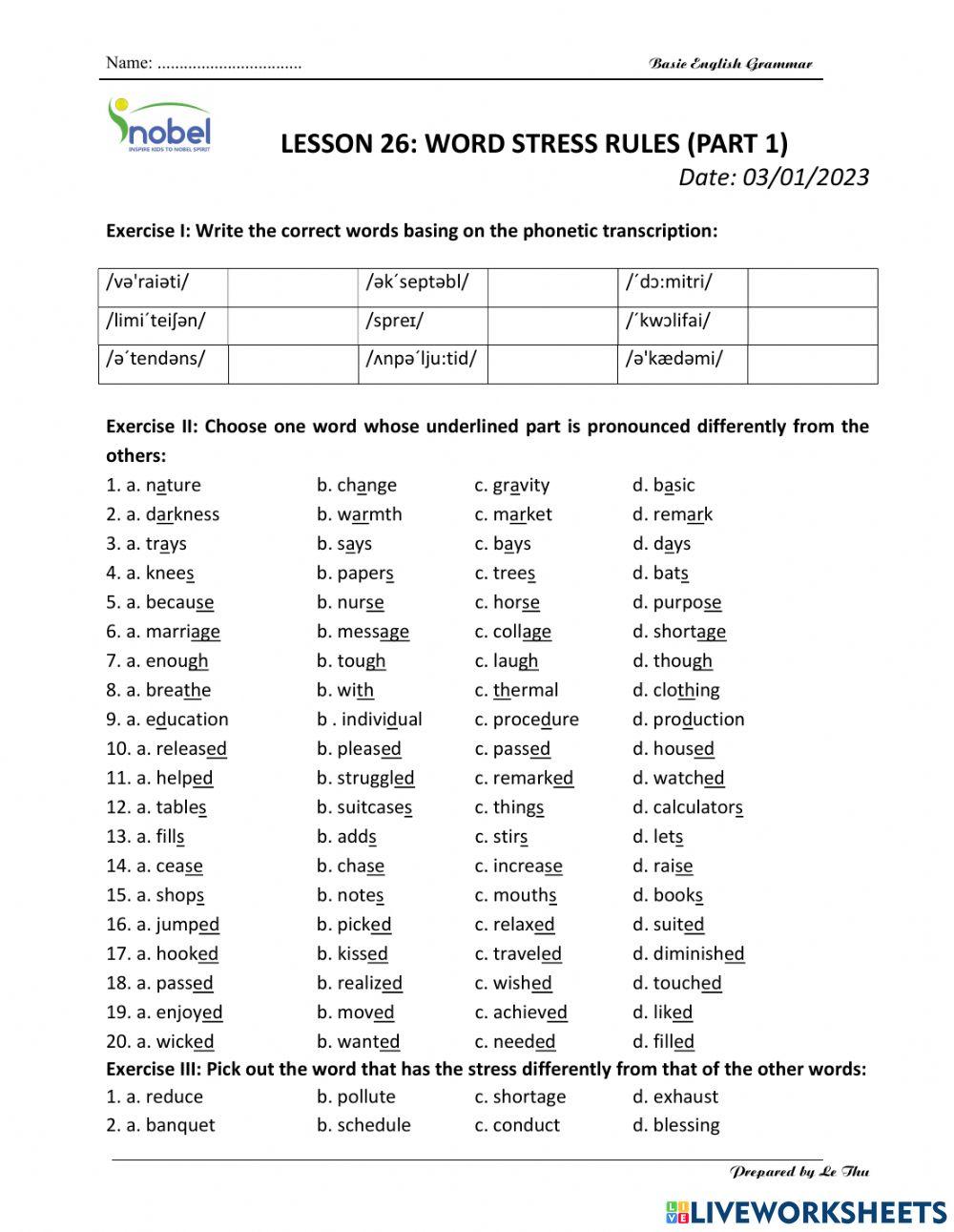 Lesson 26 - 2k8 - Word Stress Rule-1
