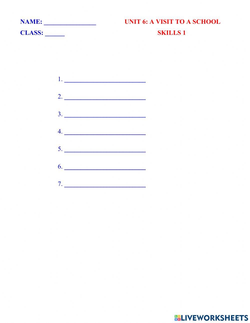 English 7 unit 6 skills 1