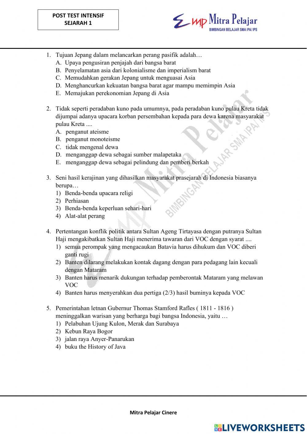 Post Test Intensif Sejarah 1