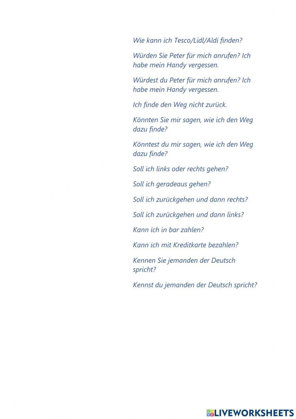 Nützliche Sätze Üben